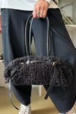 Hicks Shearling Barrel Bag Black
